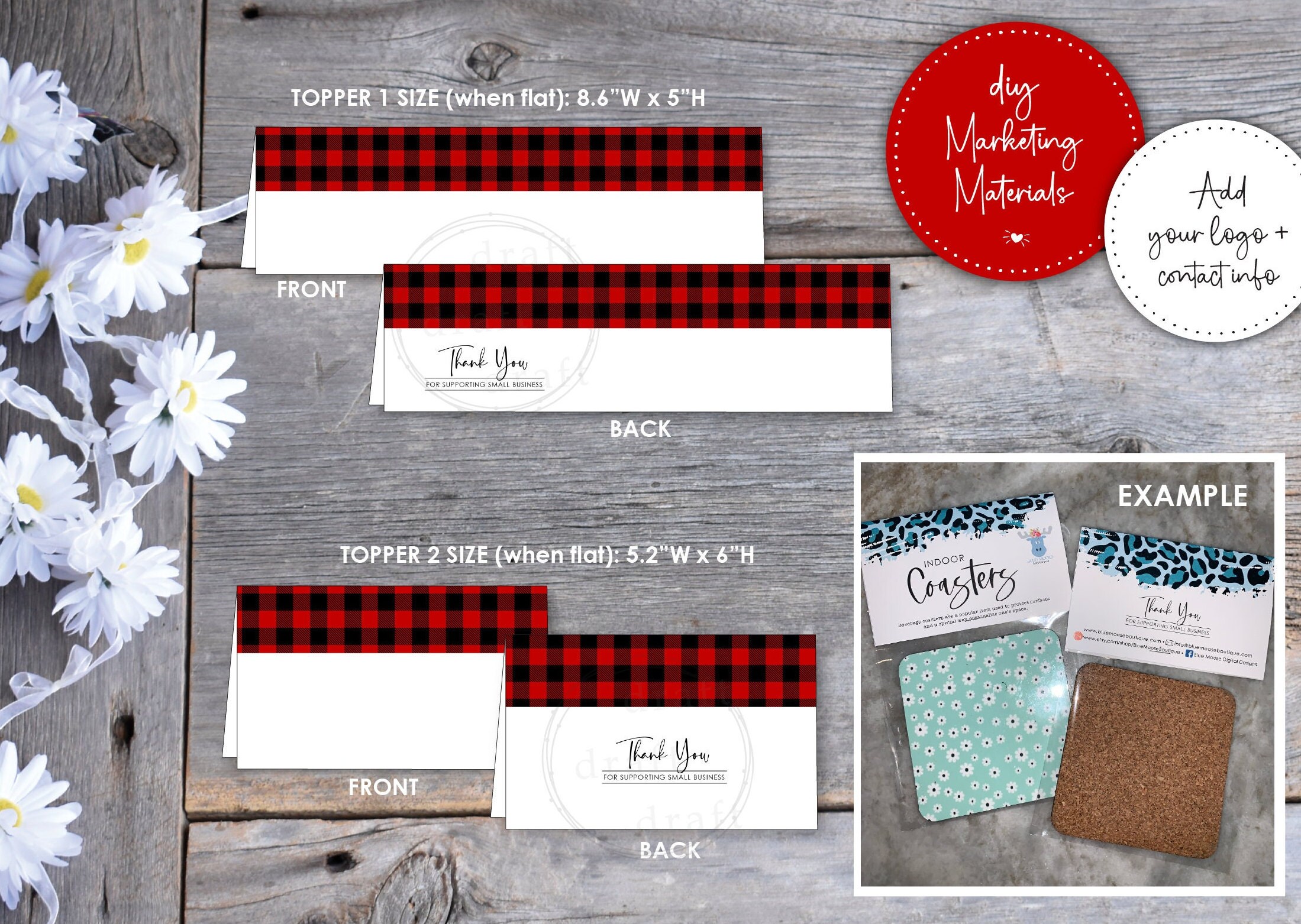 Marketing - Product Topper Designs ==> Buffalo Plaid Designs -- "Toppers" • Personalize • Professional Packaging • Templates • Files png