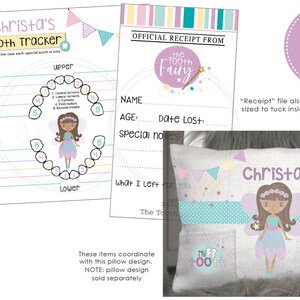 Suivi des dents + reçus - Enregistrez les dents perdues et laissez un reçu • Impression sur papier pour accompagner le coussin fée des dents • Fichier png