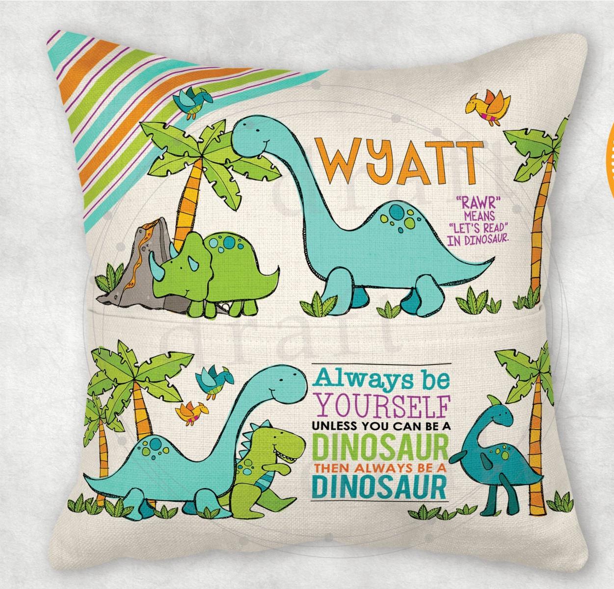 Personalized Dinosaur Pillowcase - Custom Name Kids Cushion Cover Gift Decor 5 thumbnail image