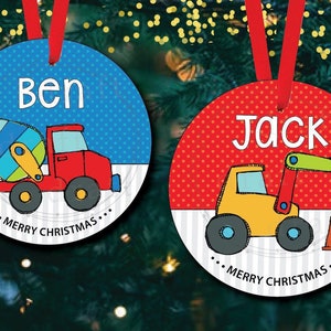 TRUCKS • 2 Personalized Round Christmas Ornament Designs - Circle • Sublimation Design Template Digital File png