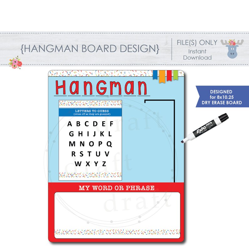 HANGMAN Family Board Game 8x10 Dry Erase Board Etsy