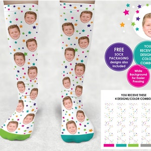5 Sock Designs • Add Photos • Fun & Silly • 5 Templates Digital Download - Sublimation - png files - Add a Dog, Pet, Person Face or Person
