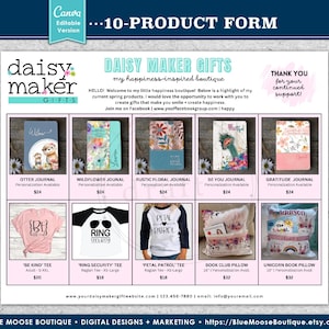 10 PRODUCT • Fundraiser Order Form Design • DIY 10-Up • Canva-Editable • Sales • PTA Flyer Templates • Digital Download Files png