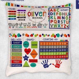 APRENDIZAJE • Diseño de almohadas para libros • Bolsillo de 9&quot;H • &quot;Tradicional&quot; • Educativo • ABC • Lectura Sublimación Archivos png Descarga digital