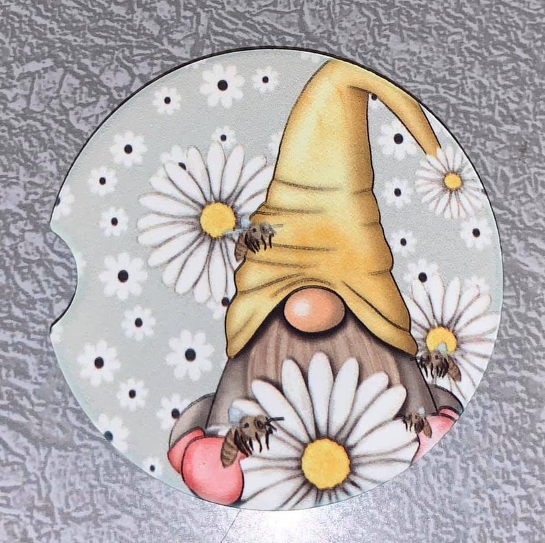 GNOME Daisies and Bee ==> 2 Designs • Keychains, Car Coasters & More ...