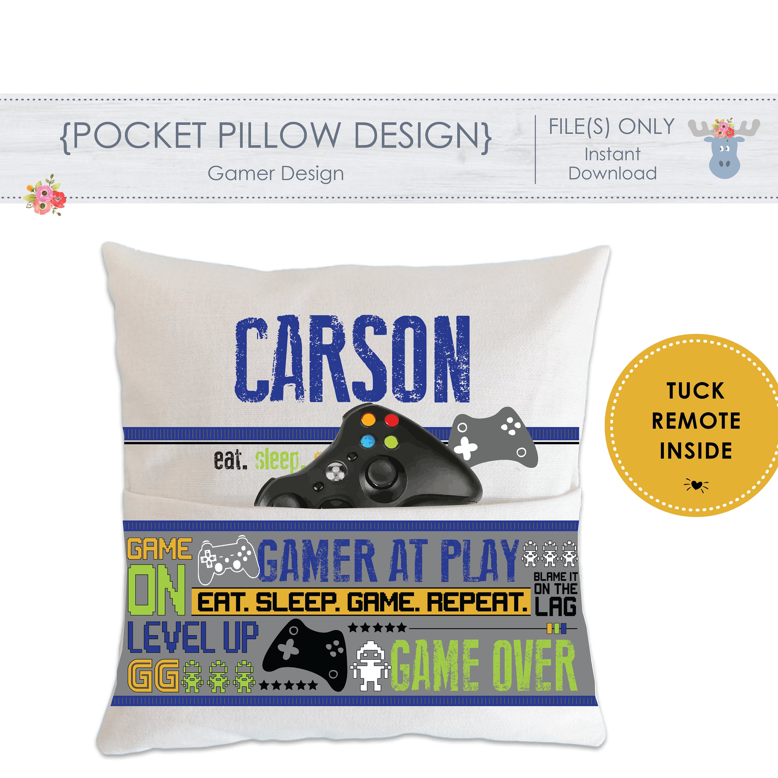 POCKET PILLOW DESIGN Personalized Gamer Pillow Video Etsy
