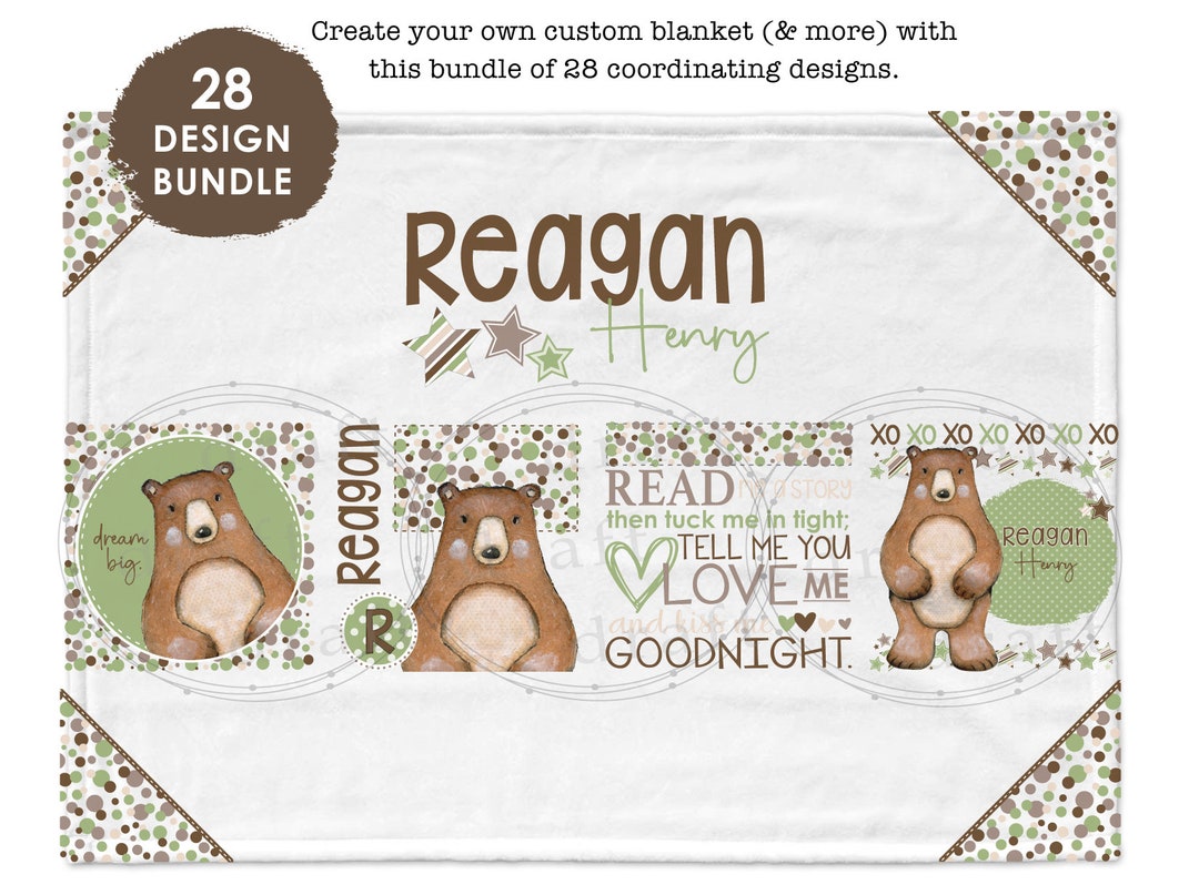 Brown Bear Blanket & Pillow Design Bundle 28 Sublimation Design Files