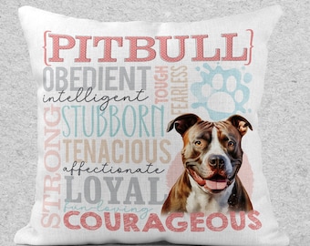 PITBULL • Dog Breed Designs ==> Pet • Pillow • Personality