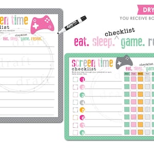 2 GAMER To-Do/Chore Board Designs • Gamer Checklist - To-Do / CHORE Boards Design • Dry Erase Board • Sublimation File png