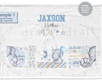 12 Elephant BLANKET & PILLOW Design Bundle • Square • Sublimation File Designs • png Files • Baby Gift • Template • Instant Digital Download