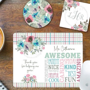 TEACHER Appreciation - Mousepad Floral Desk Set Designs • 3 Coordinating Files • Coasters • Mouse Pad • Digital Download Sublimation png