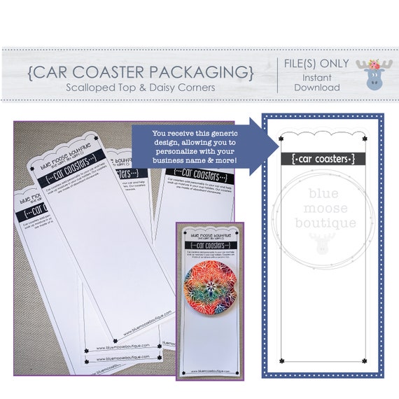 Download Scalloped Top Edge Packaging For Doubles Car Coaster Etsy