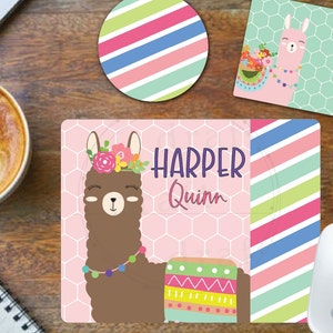 Llama Desk Set - Mousepad & Two Coaster Designs • Versatile Designs • Mouse Pad • Sublimation Template File png
