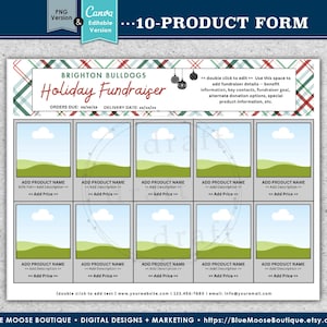 10 PRODUCT HOLIDAY • Fundraiser Order Form Design • DIY 10-Up • Canva-Editable • Flyer Templates • Digital Download Files png