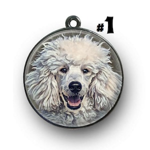 White Poodle - dog tag