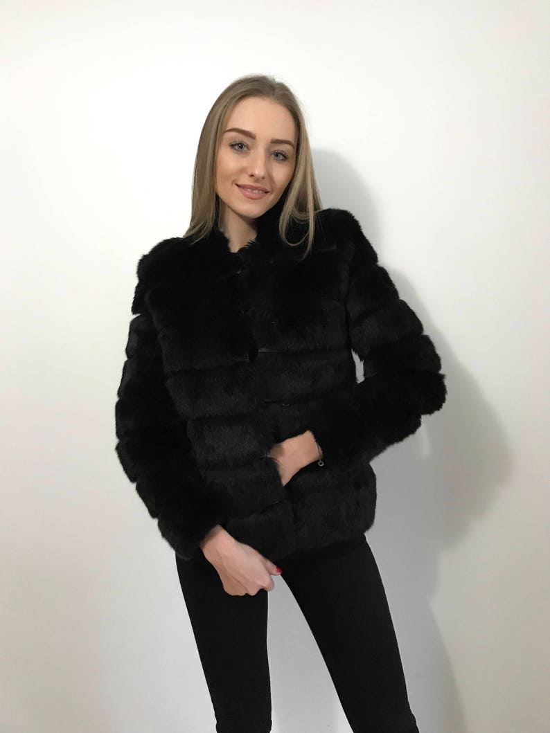 short fur jacket black