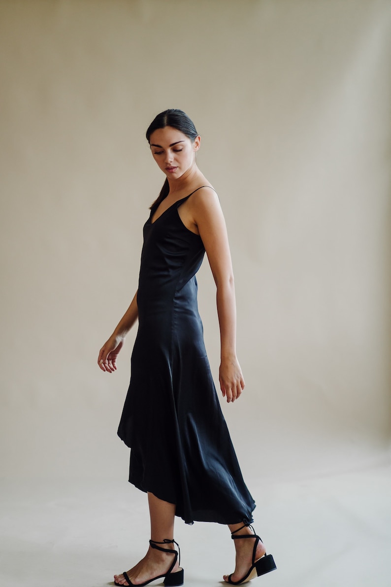 black silk backless dress