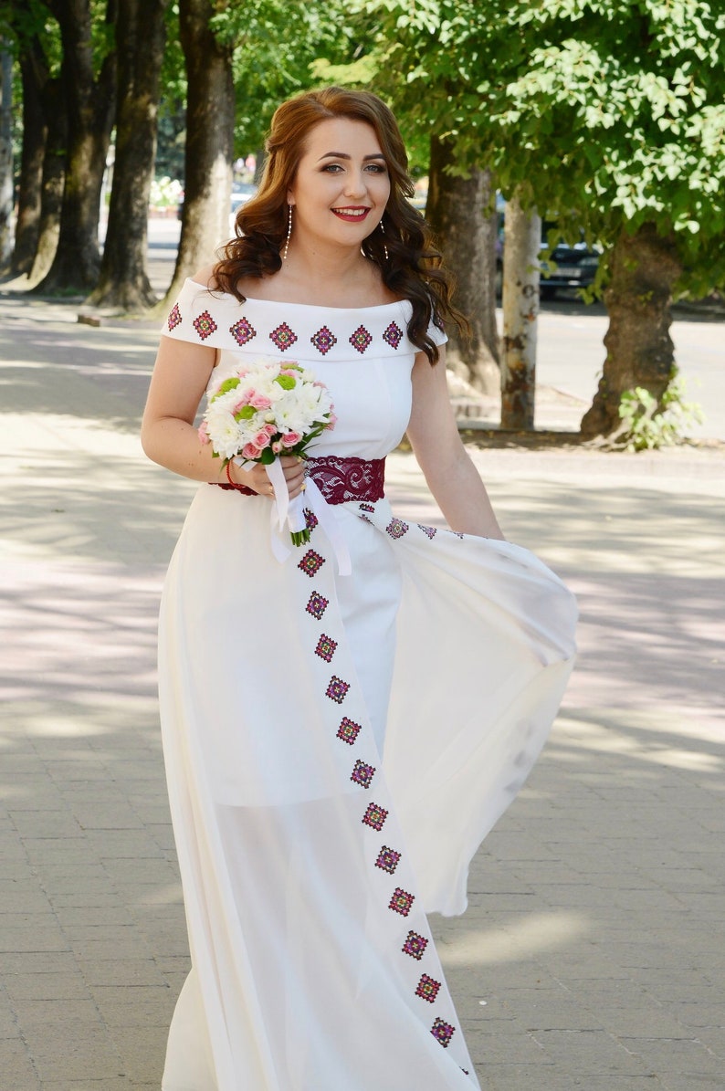Ukrainian Wedding Dress Bohemian Wedding Dress Embroidered - Etsy