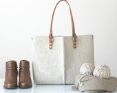 Wool Felt Tote Bag, Felt and Leather Bag, Leather Purse, Gift for Her, Bags and Purses, Messenger Bag