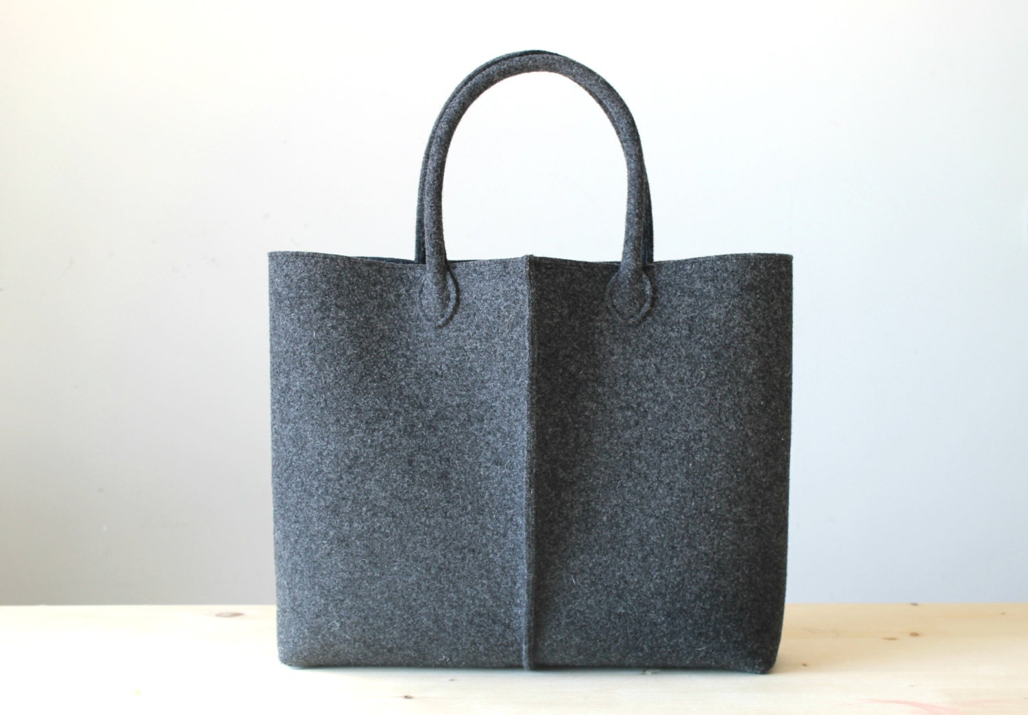 Felt Shoulder tote Charcoal Grey Felt Tote Felt Bag Custom | Etsy