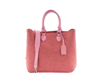 Emma bag, Felt Handbag, Pink Bag, Shoulder Felt Bag, Gift for Vegan Women, Merino Felt Purse