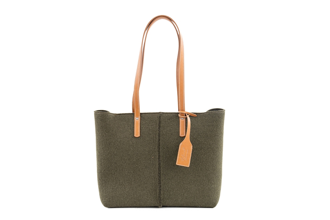 Medium Felt Shoulder Bag Vegan Shoulder Bag Wool Felt Tote Bag Vegan Leather Purse Gift for Vegan Women Vegan Handbag Etsy