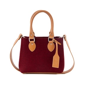 Mini Emma Handbag, Felt Handbag, Bordeaux Bag, Shoulder Felt Bag, Gift for Vegan Women, Merino Felt Purse