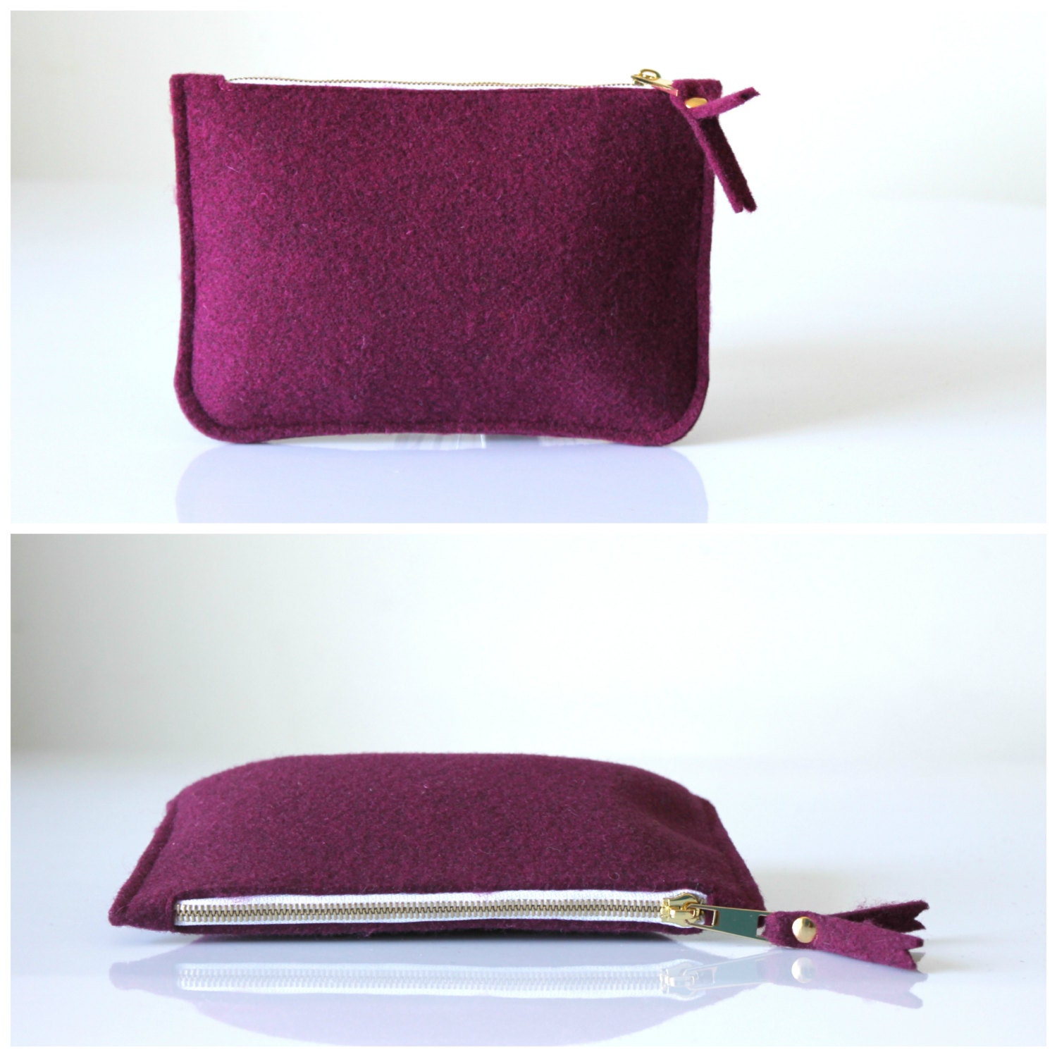 Wristlet Simple Wool Felt Clutch Bag Felt Clutch Simple Etsy