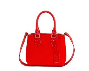 Mini Emma Handbag, Felt Handbag, Red Bag, Shoulder Felt Bag, Gift for Vegan Women, Merino Felt Purse