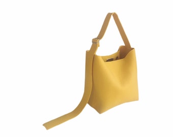 WOOLY Hobo bag, Wool Felt Bag, Felt Hobo, Yellow Shoulder Bag