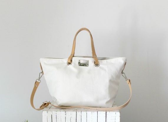 New Summer Bag Canvas Tote Simple Leather - Canvas Bag Leather Handles New Summer Bag Canvas Tote Simple Leather - Canvas Bag Leather Handles