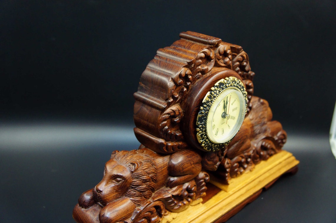 Wood Carved Clock Etsy