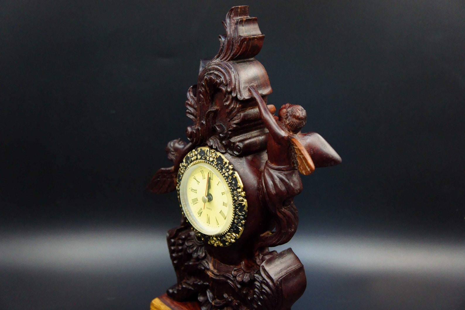 Wood Carved Clock Etsy