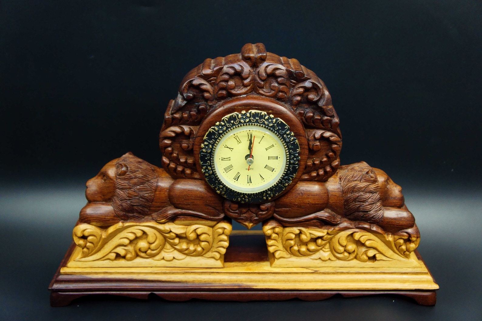 Wood Carved Clock Etsy