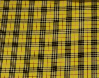 Yellow/Black - Tartan Fabric - PolyViscose - Metre/Half - 59" (150cm) wide