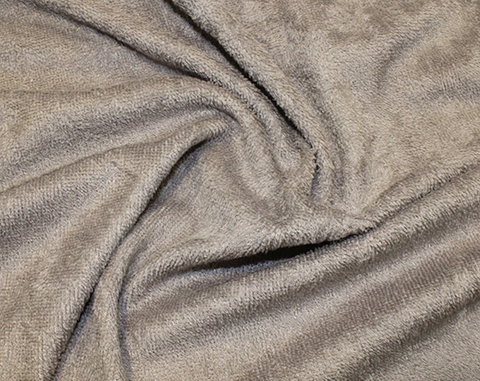 Featured listing image: Taupe Bamboo Terry Towelling Fabric - Plain Solid Colours - Towel Material - 150cm (59") wide