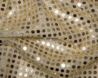 Gold - 6mm Sequin Fabric - Shiny Sparkly Material - 44" (112cm) wide Knitted Backing