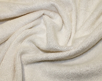 Ivory/Cream Bamboo Terry Towelling Fabric - Plain Solid Colours - Towel Material - 150cm (59") wide