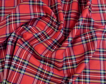 Red (Royal Stewart Small) - Tartan Fabric - PolyViscose - Metre/Half - 59" (150cm) wide