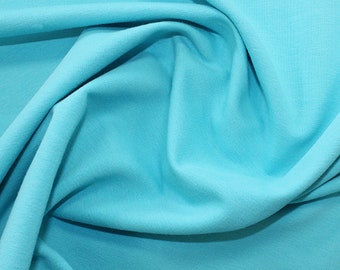 Turquoise - Organic French Terry Loopback Cotton Jersey Knit Fabric - 150cm (59") wide