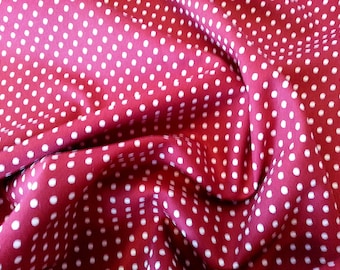 Wine Red - 3mm Polka Dot / Spot - 100% Cotton Poplin Dress Fabric Material - Metre/Half - 44" (112cm) wide