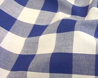 Royal Blue - Corded Gingham - 1 Inch Check - Dress Fabric Material - Metre/Half - 44 inches (112cm) wide