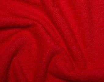 Red Cotton Terry Towelling Fabric - Plain Solid Colours - Towel Material - 150cm (59") wide