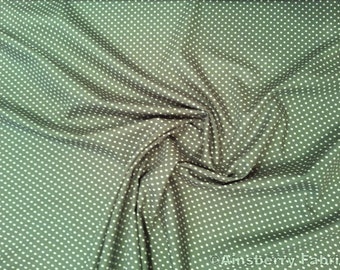 Old Green - 3mm Polka Dot / Spot - 100% Cotton Poplin Dress Fabric Material - Metre/Half - 44" (112cm) wide