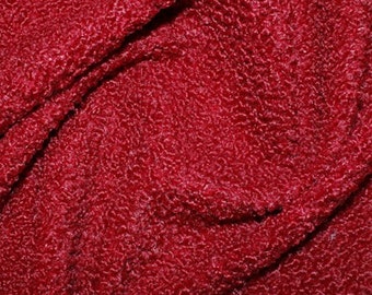 Wine Red - Curly Knit Boucle Type Stretch Fabric - Polyester Material - 150cm (59") wide