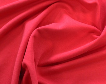 Red - Organic French Terry Loopback Cotton Jersey Knit Fabric - 150cm (59") wide