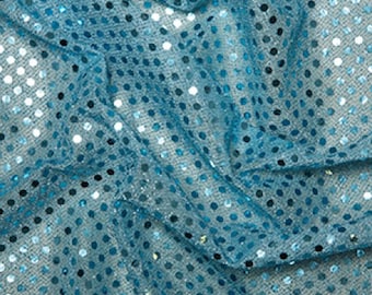 Pale Blue - 3mm Sequin Fabric - Shiny Sparkly Material - 44" (112cm) wide Knitted Backing