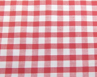 Red - Corded Gingham - Quarter Inch Check - Dress Fabric Material - Metre/Half - 44 inches (112cm) wide