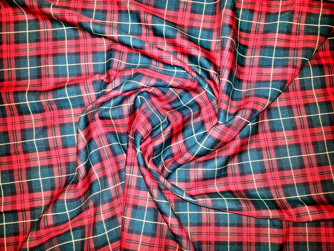 Red / Green wallace Tartan Fabric Polyviscose - Etsy