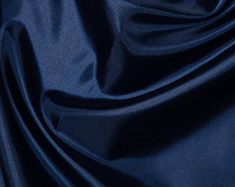 Navy Blue Habotai 'Silk' Lining Fabric Polyester Material 145cm (57") Wide